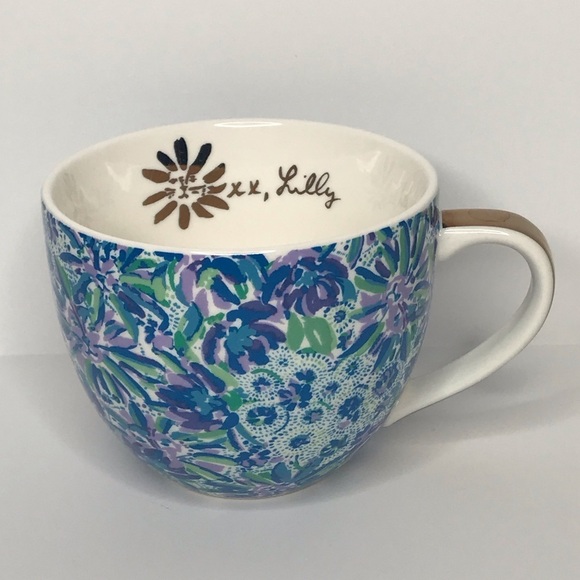 Lilly Pulitzer Floral Lion Face Mug Set (2) Gold - Picture 4 of 13